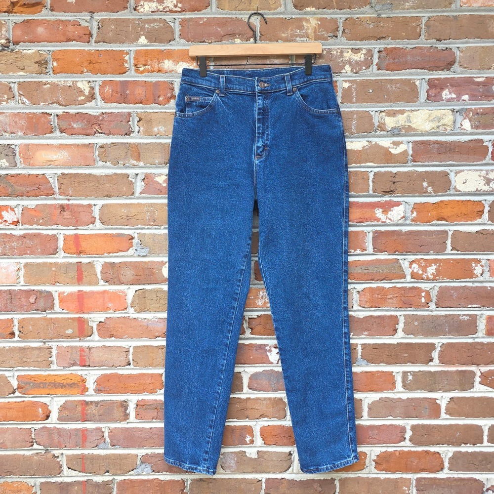 Vintage 90s LEE Jeans Womens 32x32 Blue Western Rodeo High Waist Tapered Mom - Picture 2 of 12